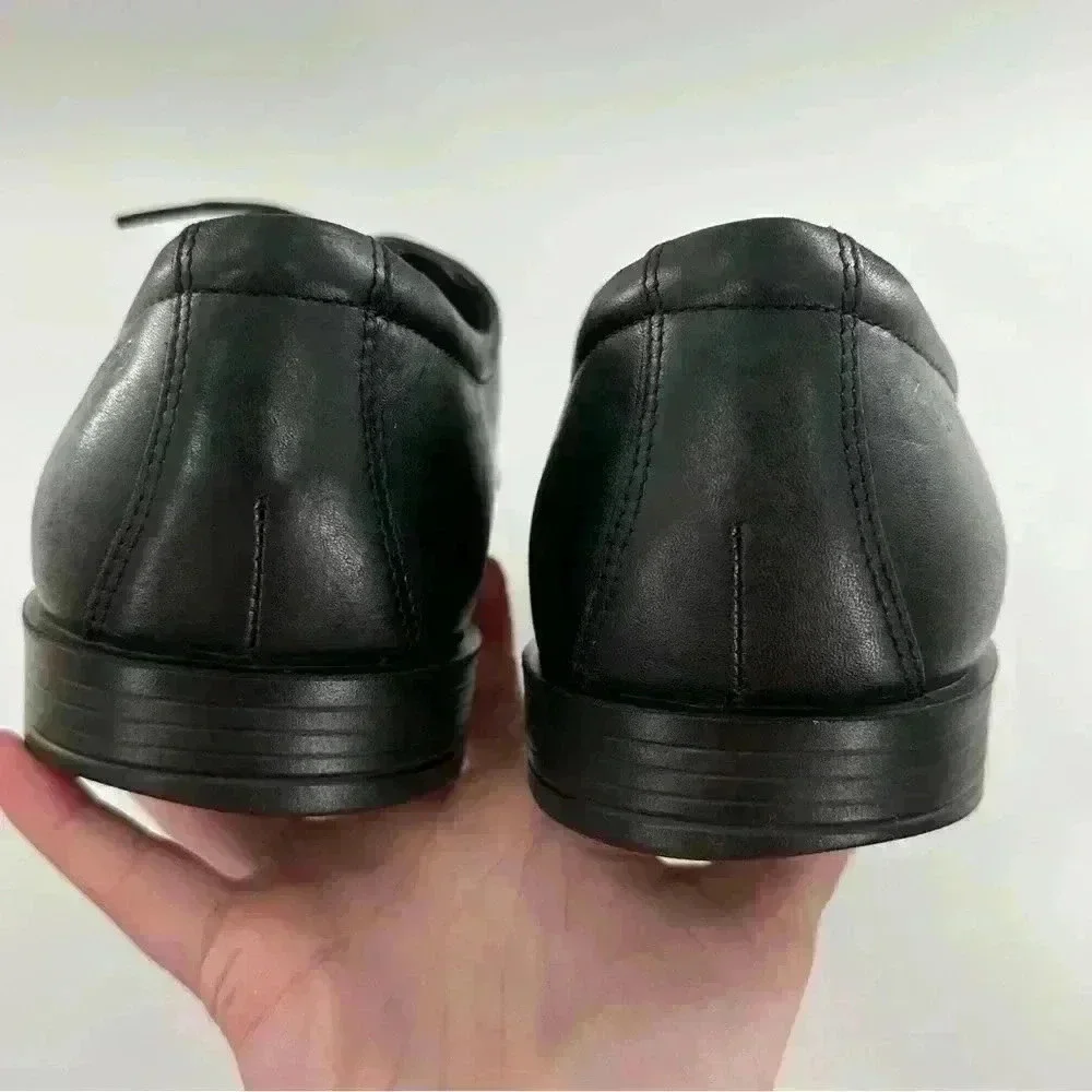 Ecco mens oxfords size 43 9.5 black leather bicycle toe Orthopedic comfort